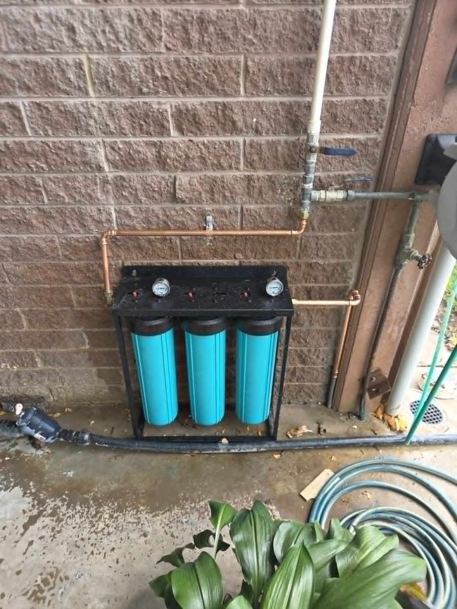 Three-stage whole-house water filter install